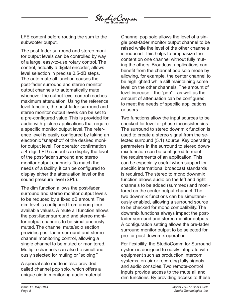 Studio Technologies 76D 2014 User Manual | Page 8 / 53