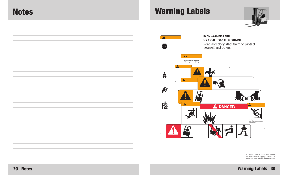 Warning labels, Warning labels 30 | Crown Equipment 4500 Series User Manual | Page 16 / 16