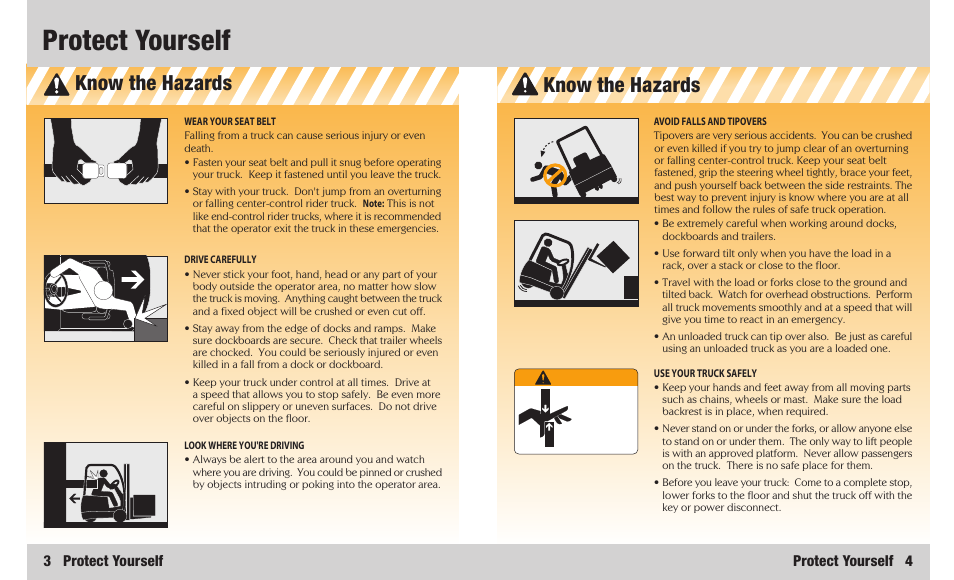 Protect yourself, Know the hazards, 3 protect yourself | Protect yourself 4 | Crown Equipment 4500 Series User Manual | Page 3 / 16