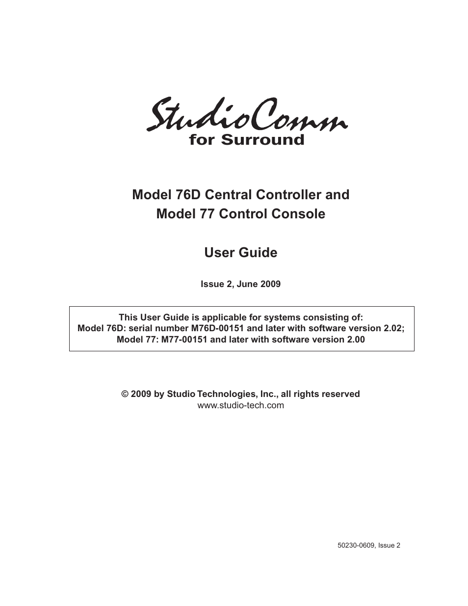 Studio Technologies 76D V.2.02 User Manual | 45 pages