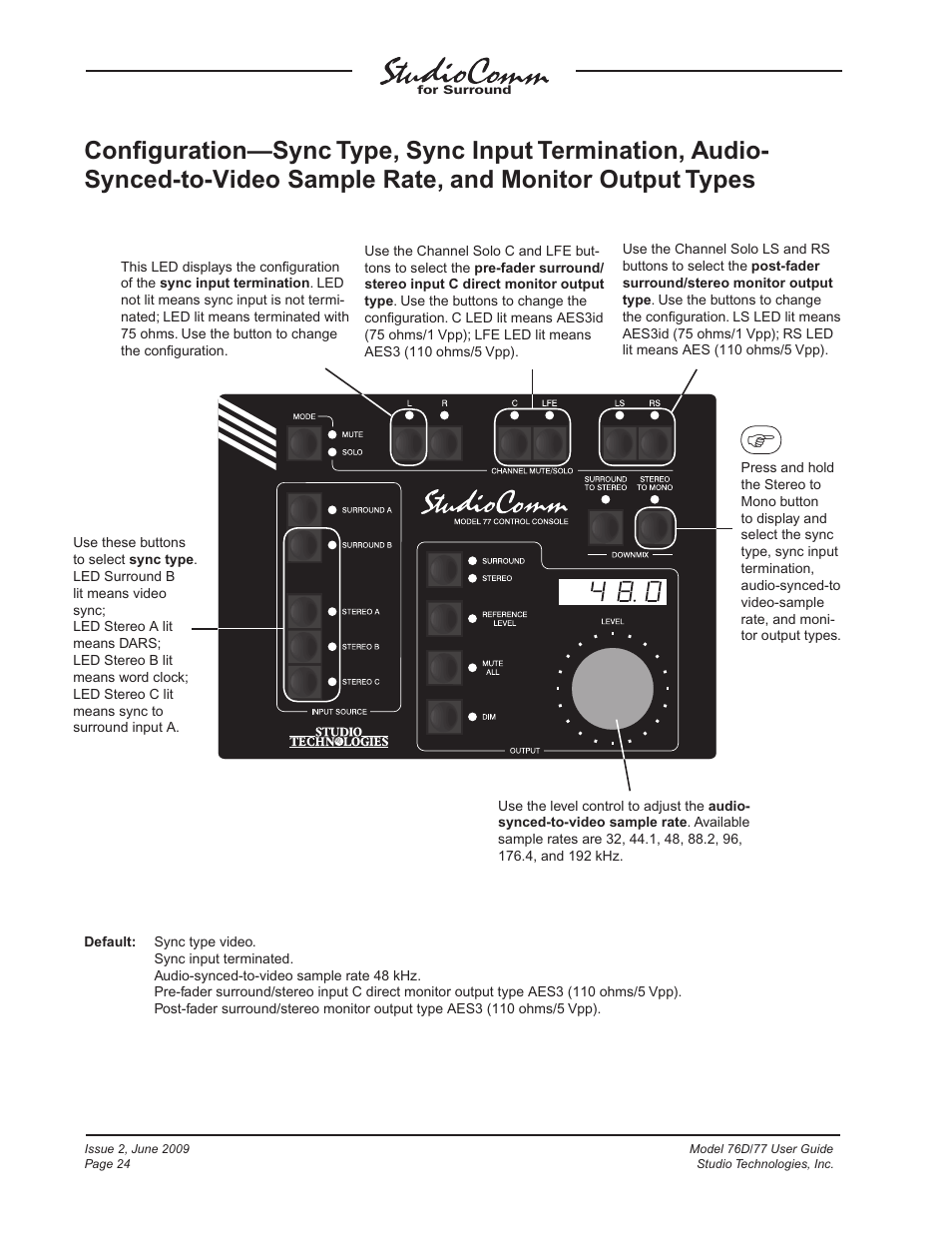 Studio Technologies 76D V.2.02 User Manual | Page 24 / 45