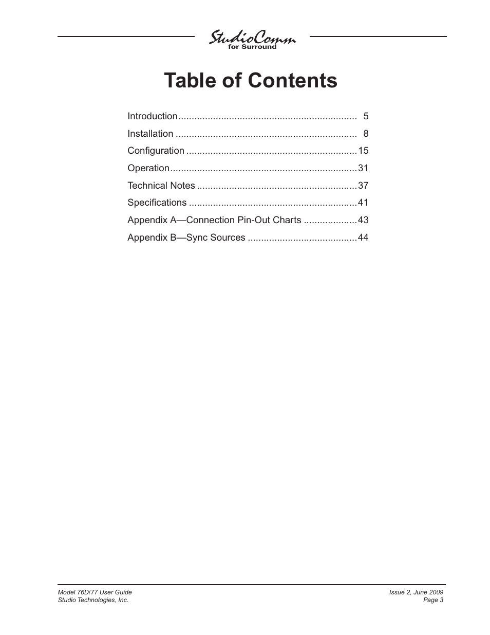 Studio Technologies 76D V.2.02 User Manual | Page 3 / 45