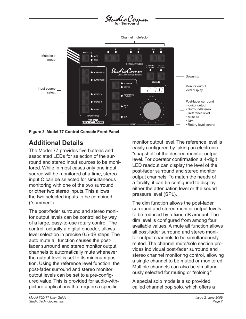 Additional details | Studio Technologies 76D V.2.02 User Manual | Page 7 / 45