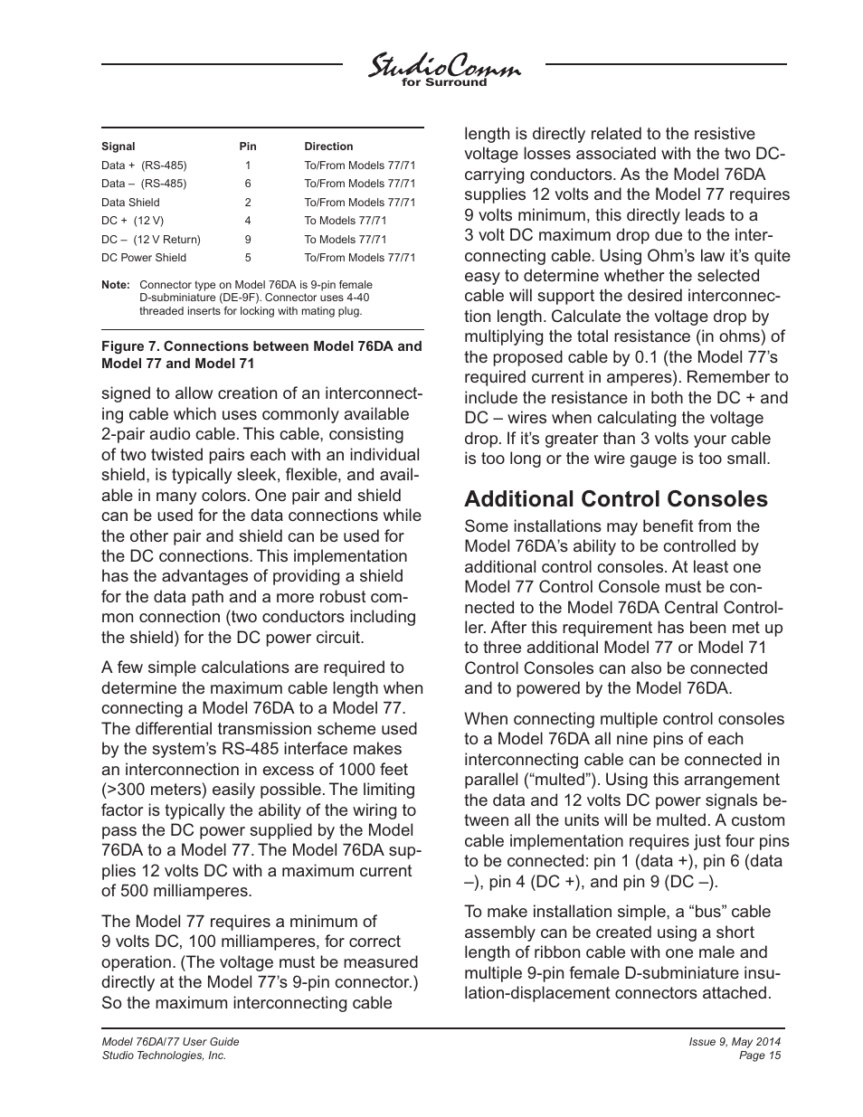 Additional control consoles | Studio Technologies 76DA V.4.12 User Manual | Page 15 / 53
