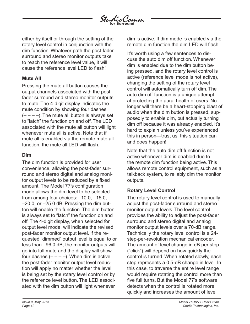 Studio Technologies 76DA V.4.12 User Manual | Page 42 / 53