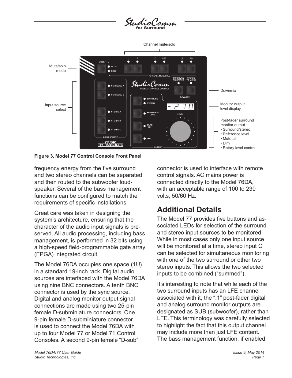 Additional details | Studio Technologies 76DA V.4.12 User Manual | Page 7 / 53