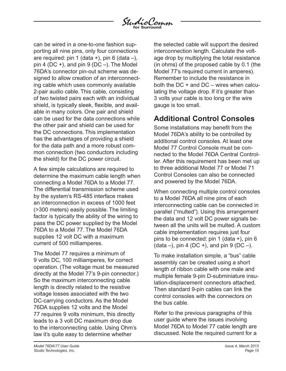 Additional control consoles | Studio Technologies 76DA V.4.02 User Manual | Page 15 / 53