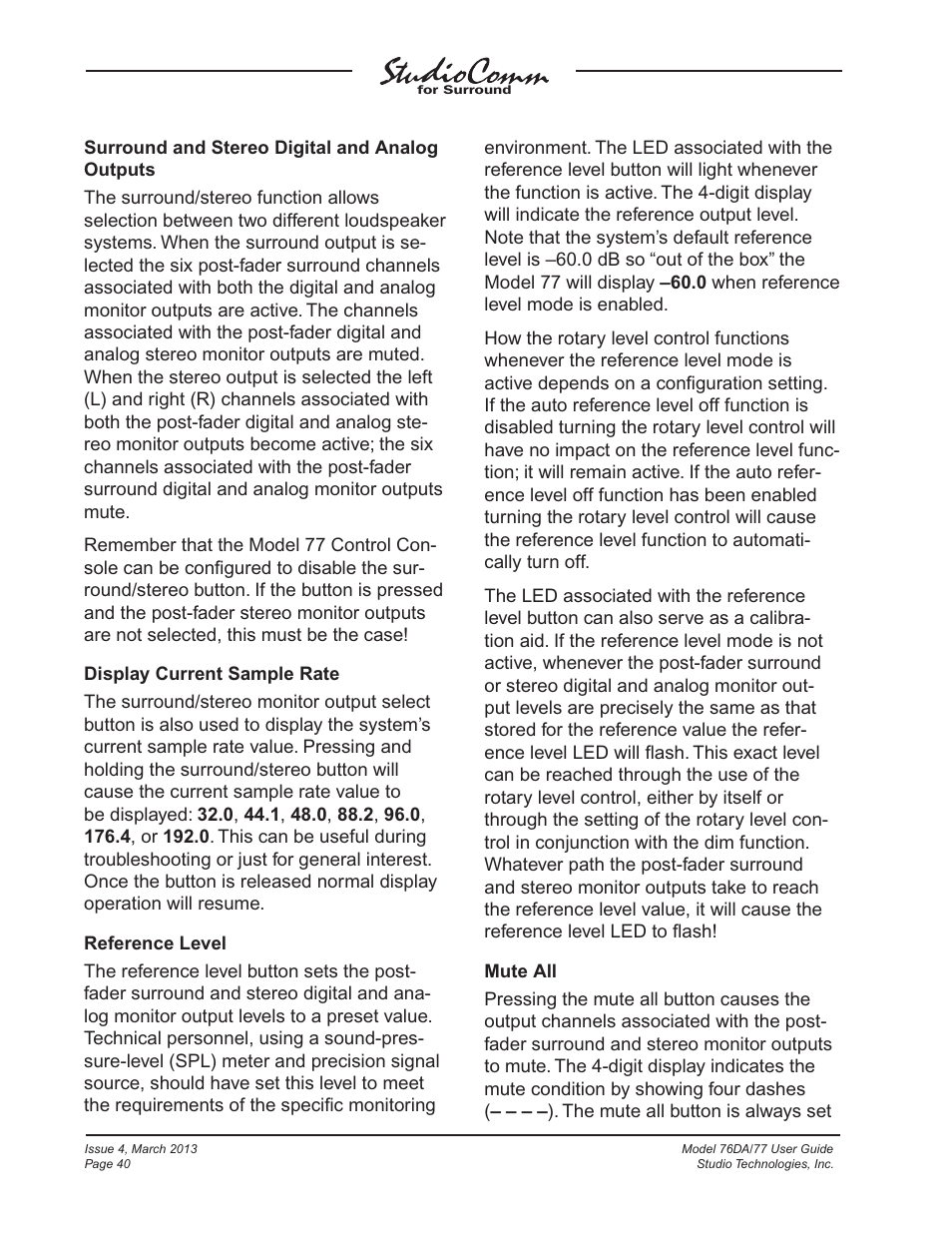 Studio Technologies 76DA V.4.02 User Manual | Page 40 / 53