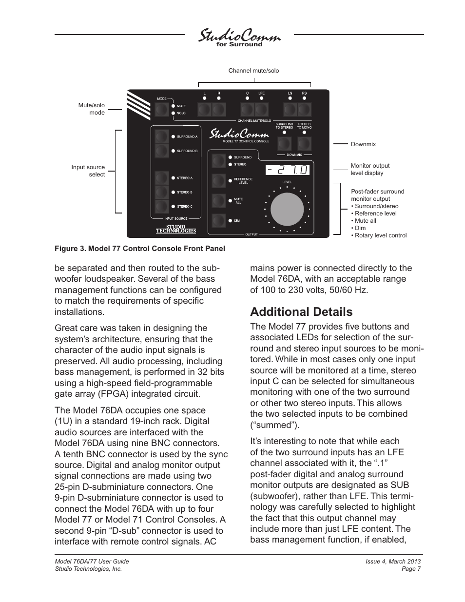 Additional details | Studio Technologies 76DA V.4.02 User Manual | Page 7 / 53