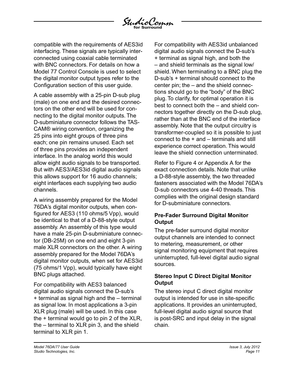 Studio Technologies 76DA V.4.00 User Manual | Page 11 / 51
