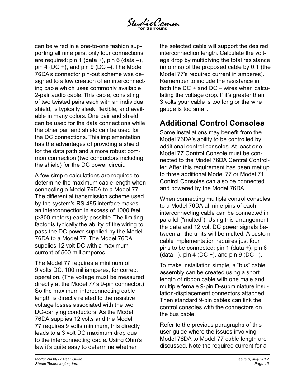 Additional control consoles | Studio Technologies 76DA V.4.00 User Manual | Page 15 / 51