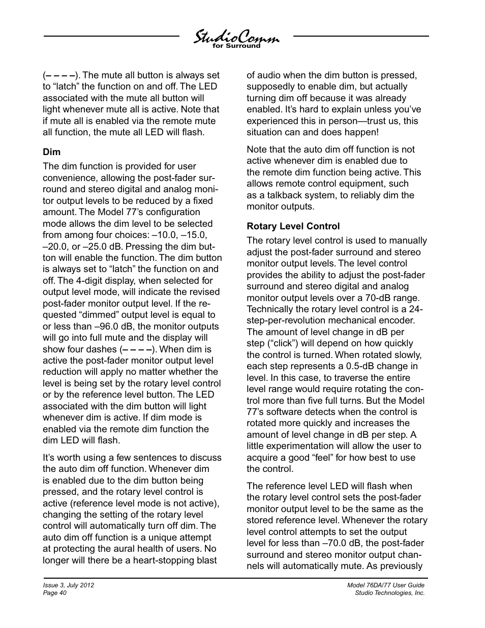 Studio Technologies 76DA V.4.00 User Manual | Page 40 / 51