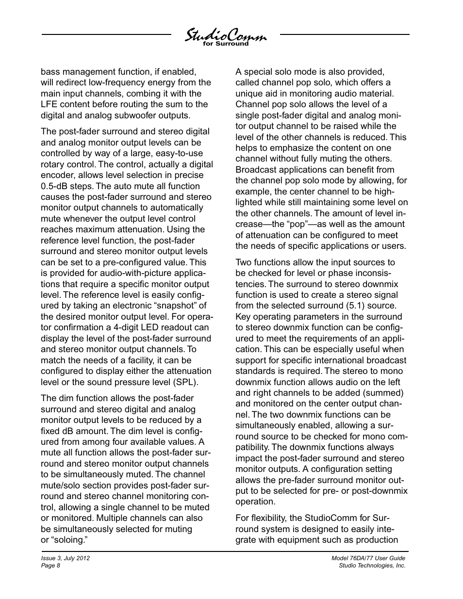 Studio Technologies 76DA V.4.00 User Manual | Page 8 / 51