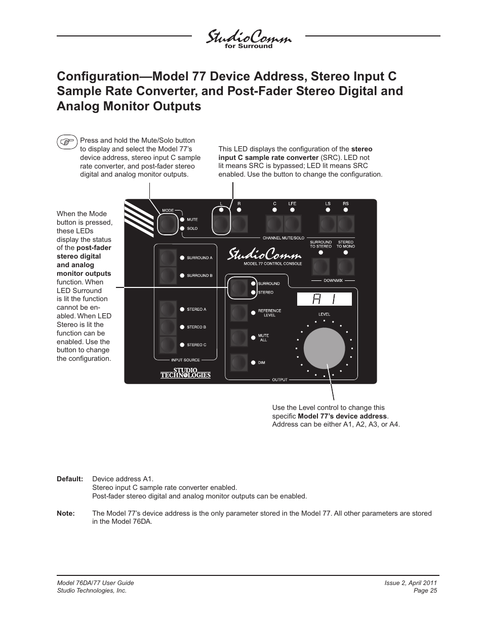 Studio Technologies 76DA V.3.01 User Manual | Page 25 / 47