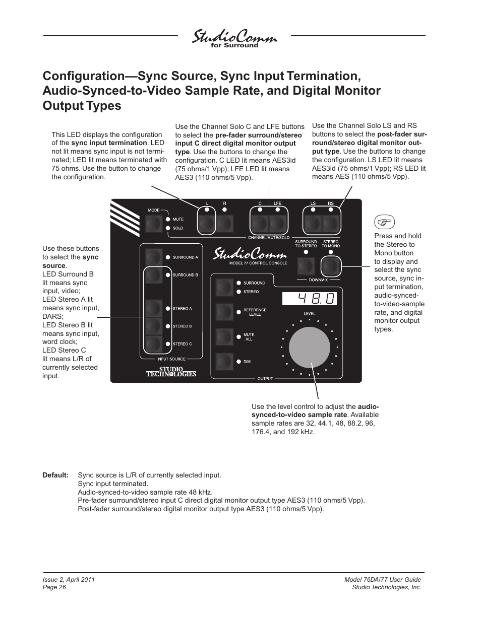 Studio Technologies 76DA V.3.01 User Manual | Page 26 / 47