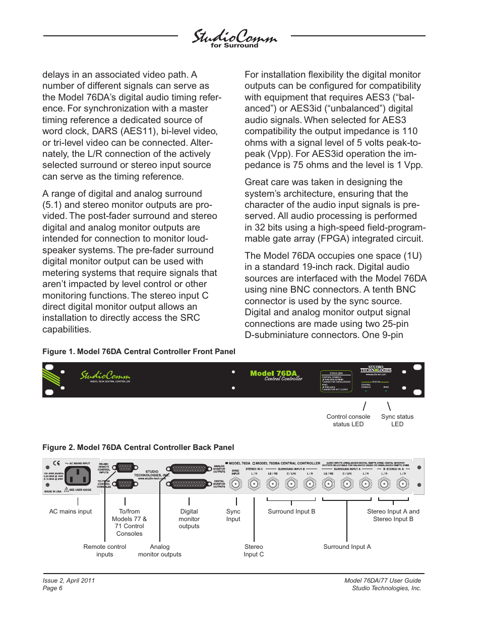 Studio Technologies 76DA V.3.01 User Manual | Page 6 / 47