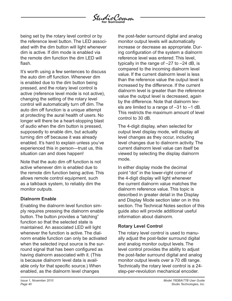 Studio Technologies 76DBA V.3.00 User Manual | Page 40 / 53
