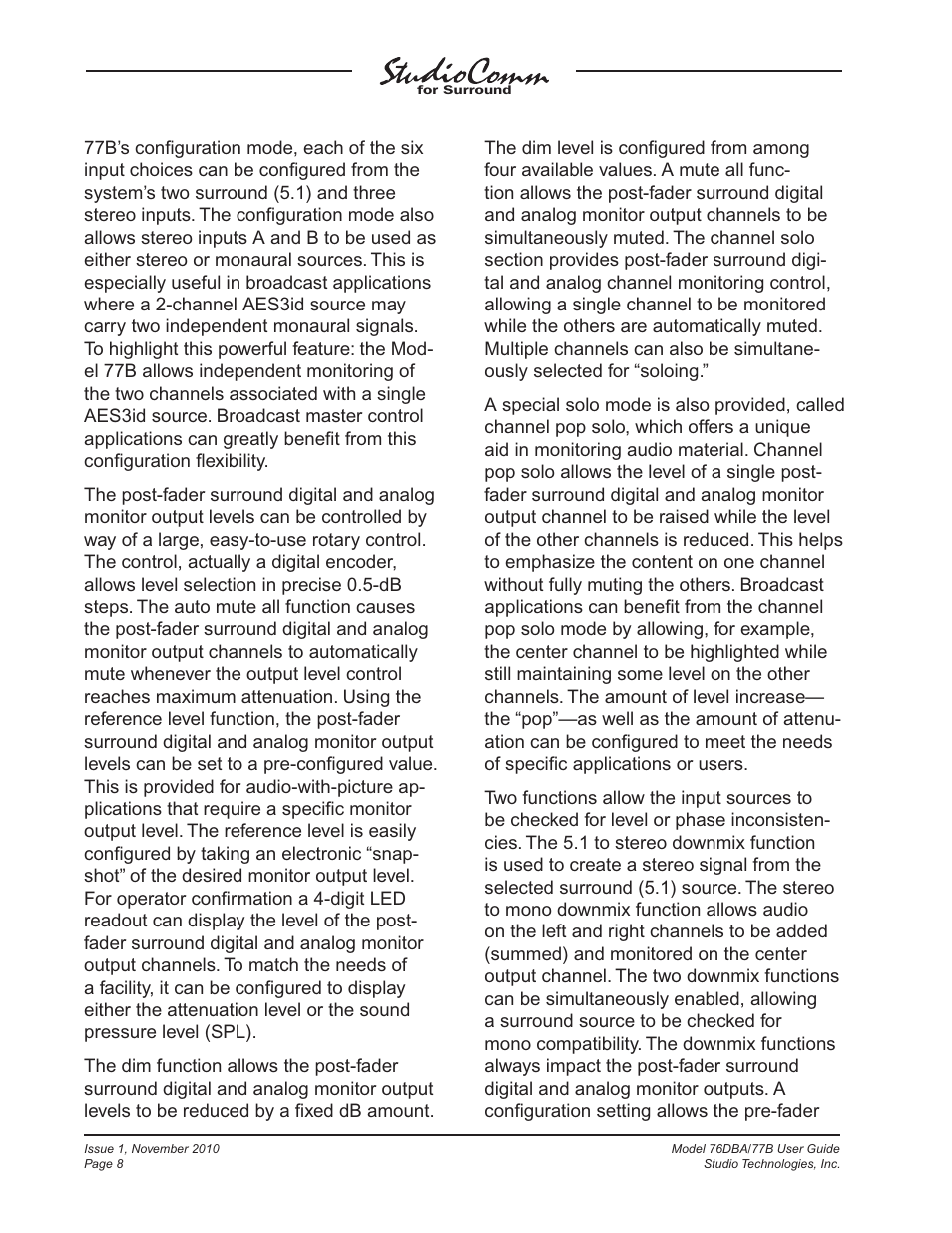 Studio Technologies 76DBA V.3.00 User Manual | Page 8 / 53
