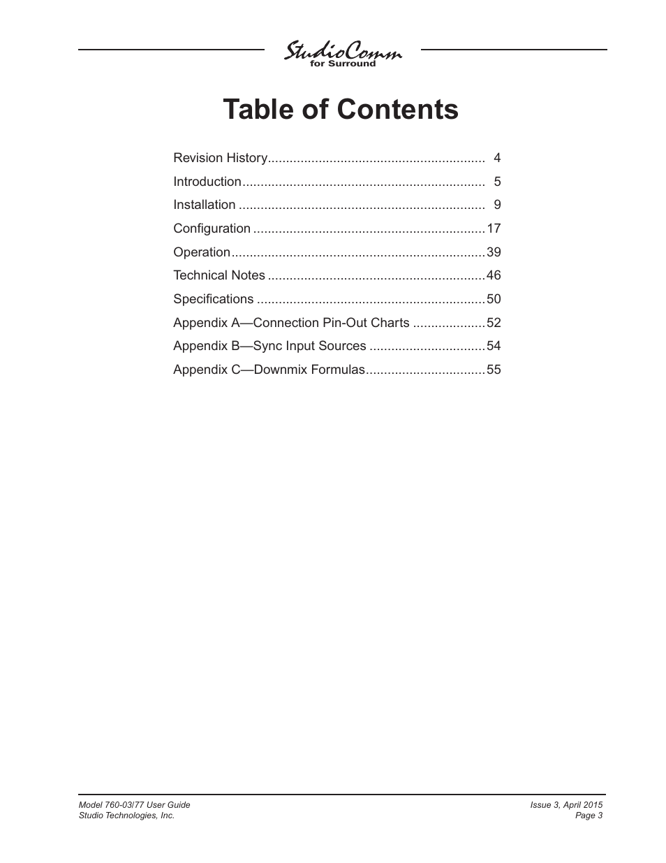 Studio Technologies 760-03 V.4.15 User Manual | Page 3 / 55
