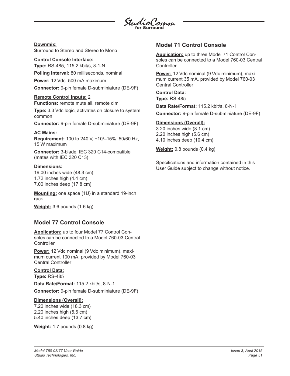 Studio Technologies 760-03 V.4.15 User Manual | Page 51 / 55