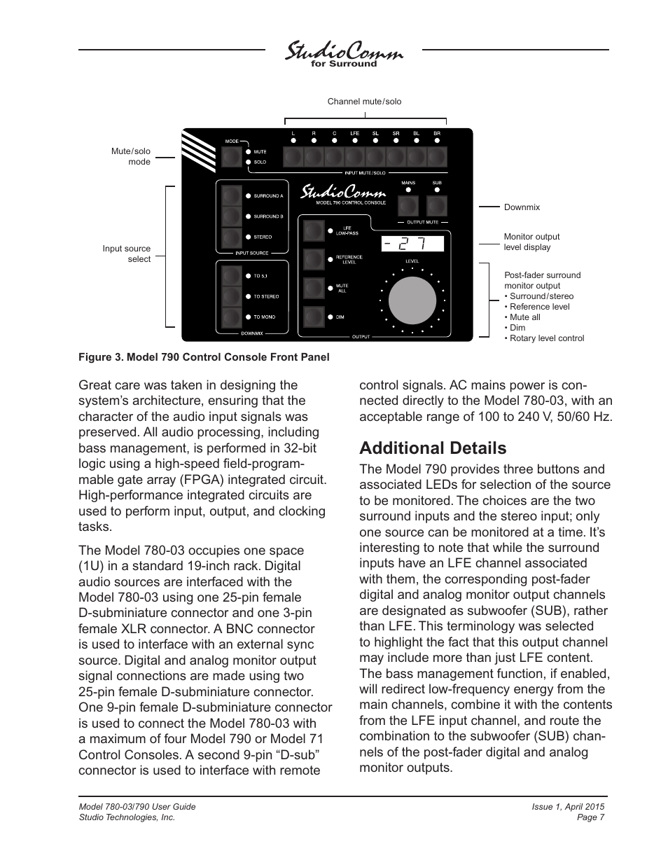 Additional details | Studio Technologies 780-03 V.4.15 User Manual | Page 7 / 51