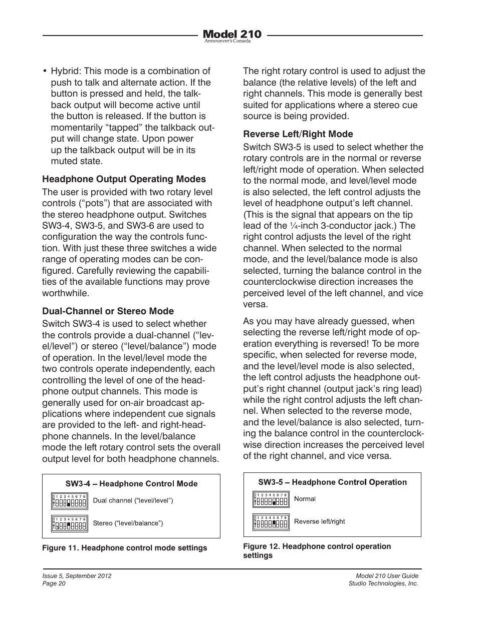 Studio Technologies 210 2012 User Manual | Page 20 / 37