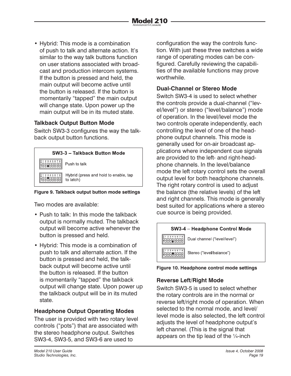 Studio Technologies 210 2008 User Manual | Page 19 / 37
