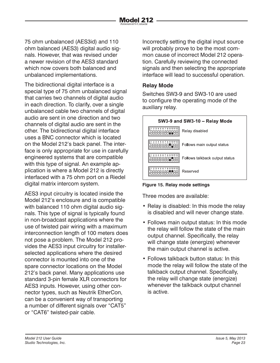 Studio Technologies 212 2013 User Manual | Page 23 / 37