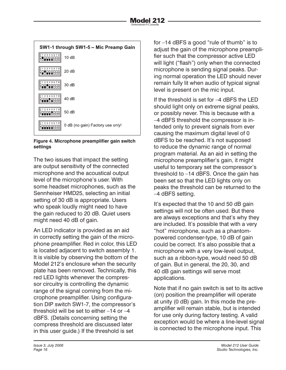 Studio Technologies 212 2006 User Manual | Page 16 / 37