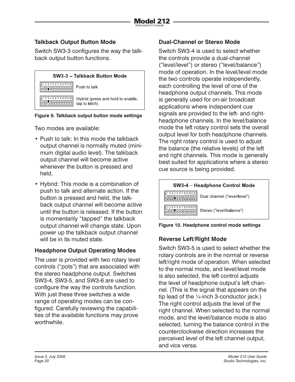 Studio Technologies 212 2006 User Manual | Page 20 / 37