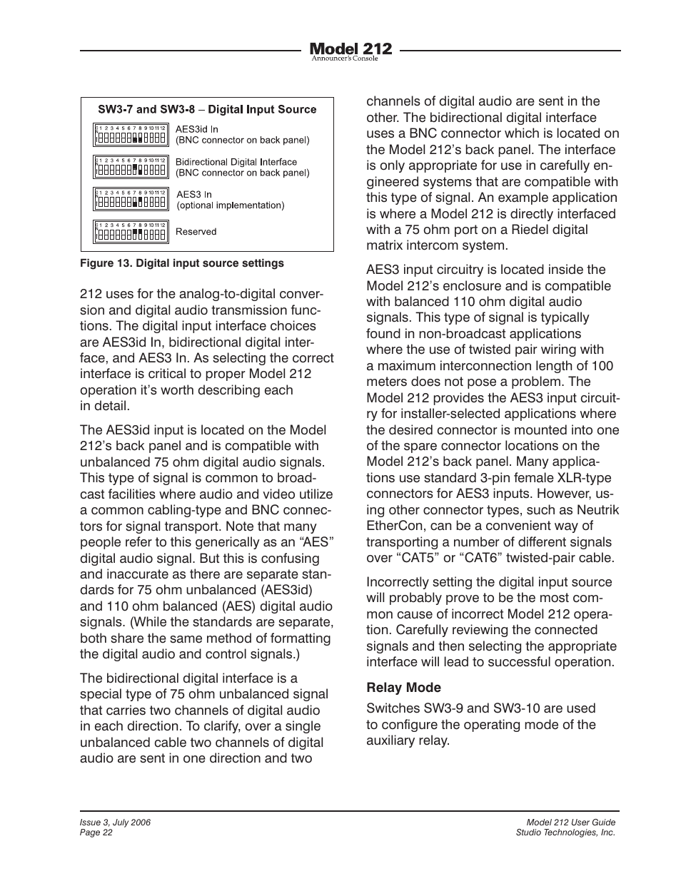 Studio Technologies 212 2006 User Manual | Page 22 / 37