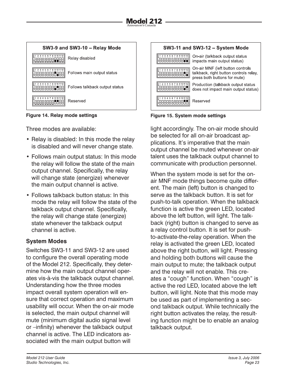 Studio Technologies 212 2006 User Manual | Page 23 / 37