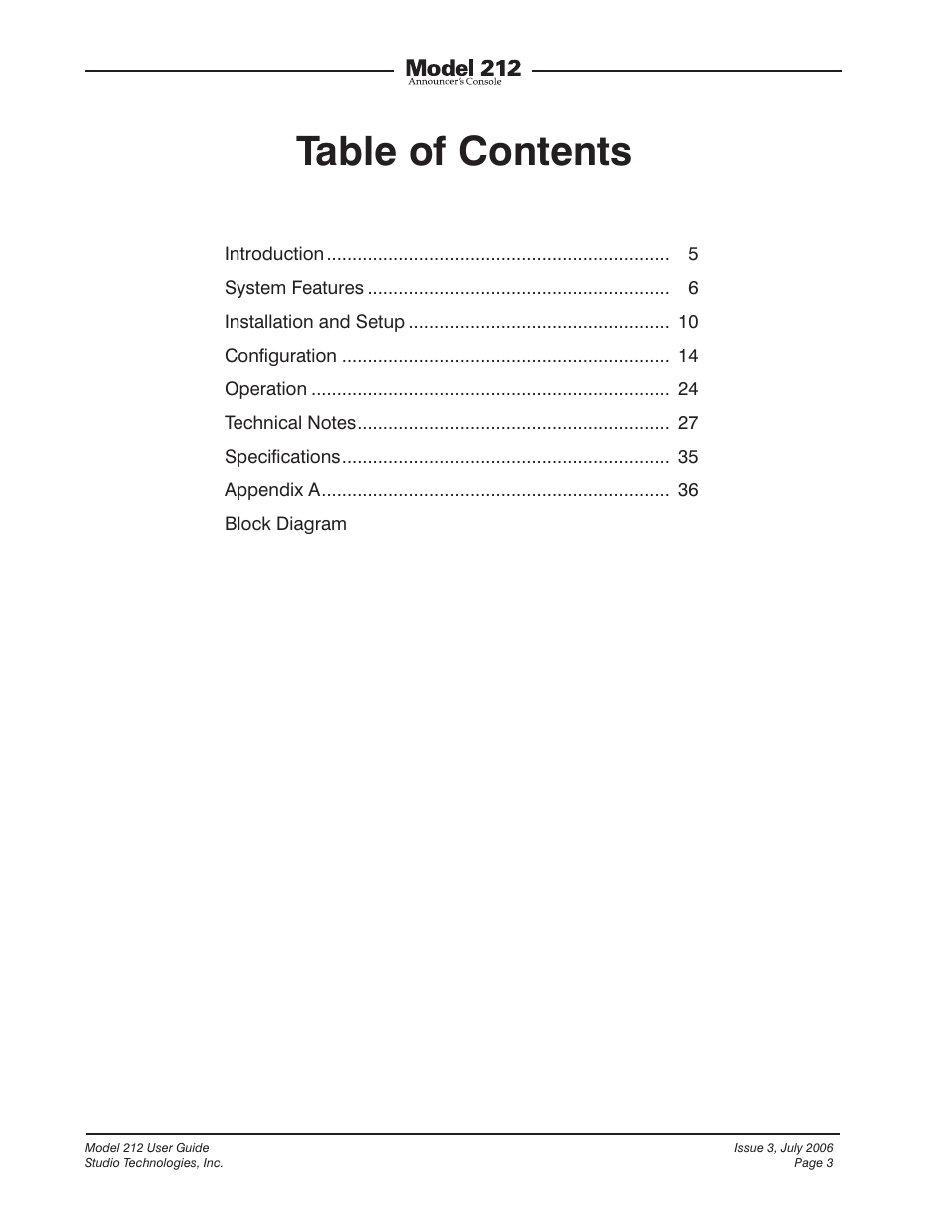 Studio Technologies 212 2006 User Manual | Page 3 / 37
