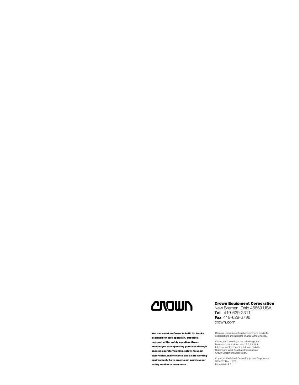 Crown Equipment Stand-up Rider Lift Truck RC 5500 Series User Manual | Page 6 / 6