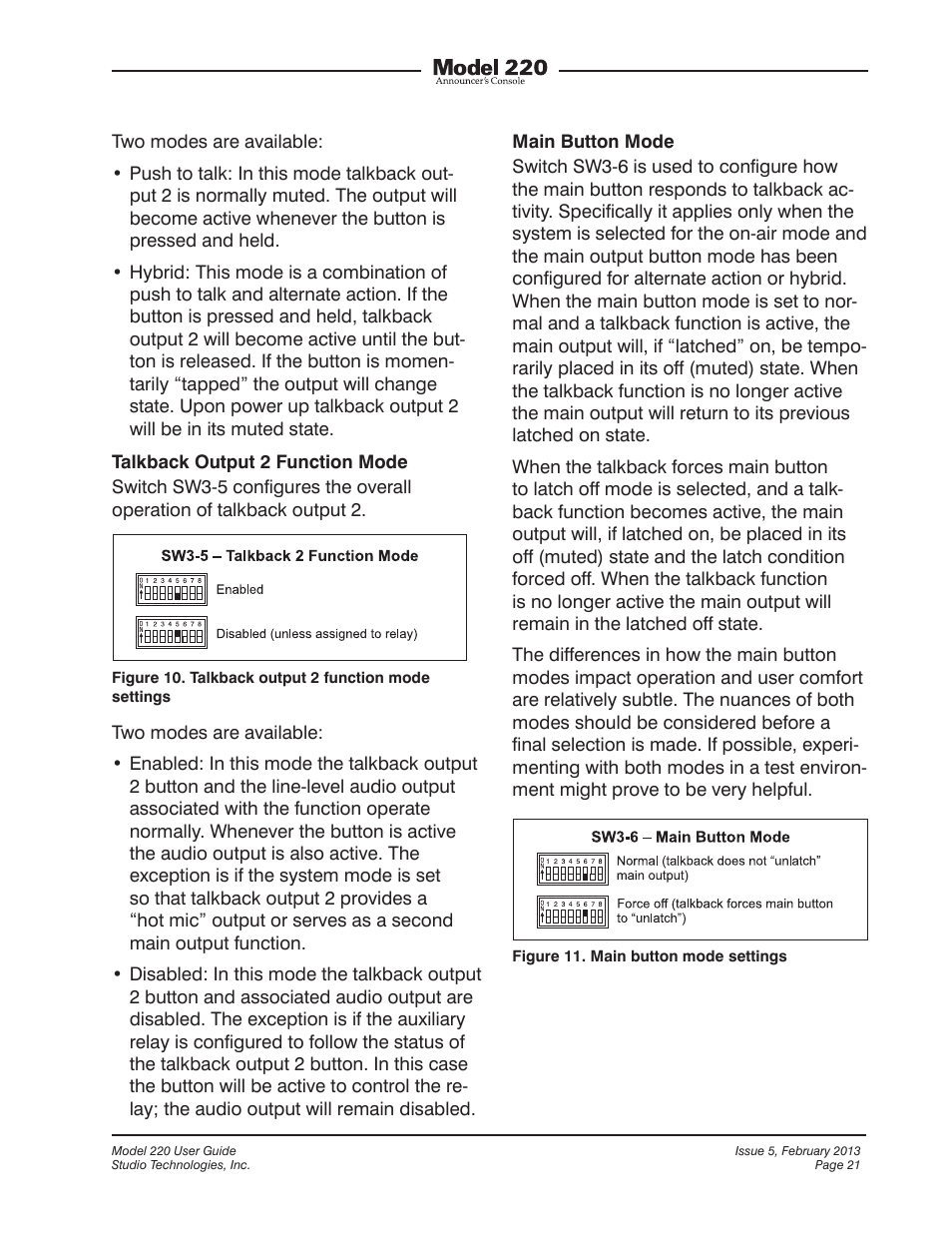 Studio Technologies 220 2013 User Manual | Page 21 / 43