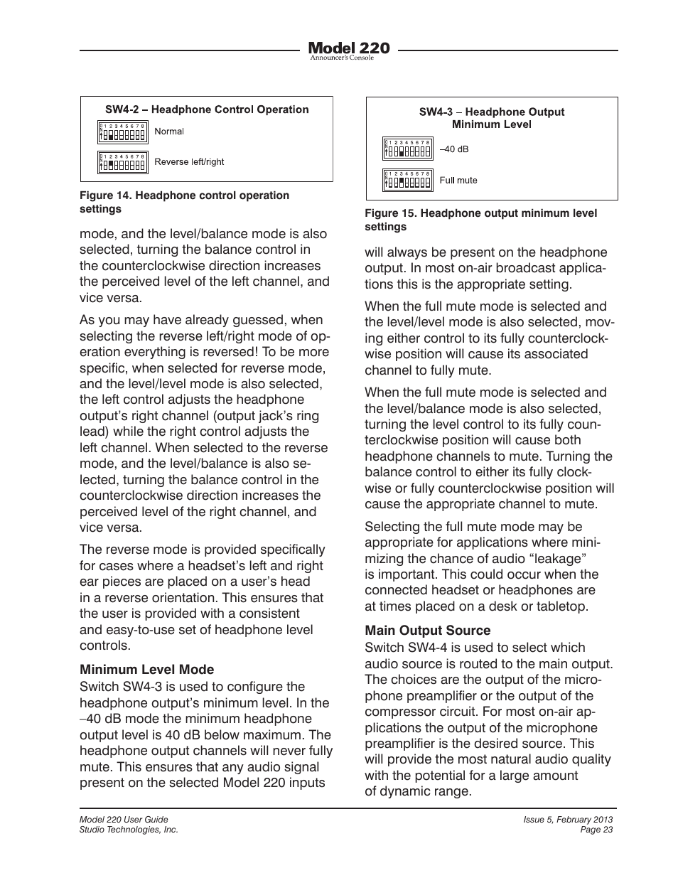 Studio Technologies 220 2013 User Manual | Page 23 / 43
