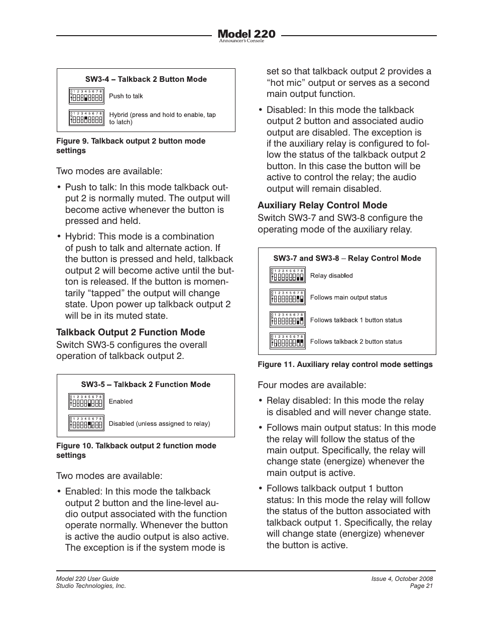 Studio Technologies 220 2008 User Manual | Page 21 / 43