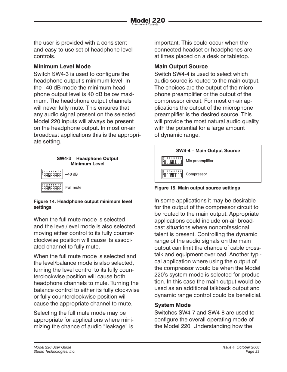 Studio Technologies 220 2008 User Manual | Page 23 / 43