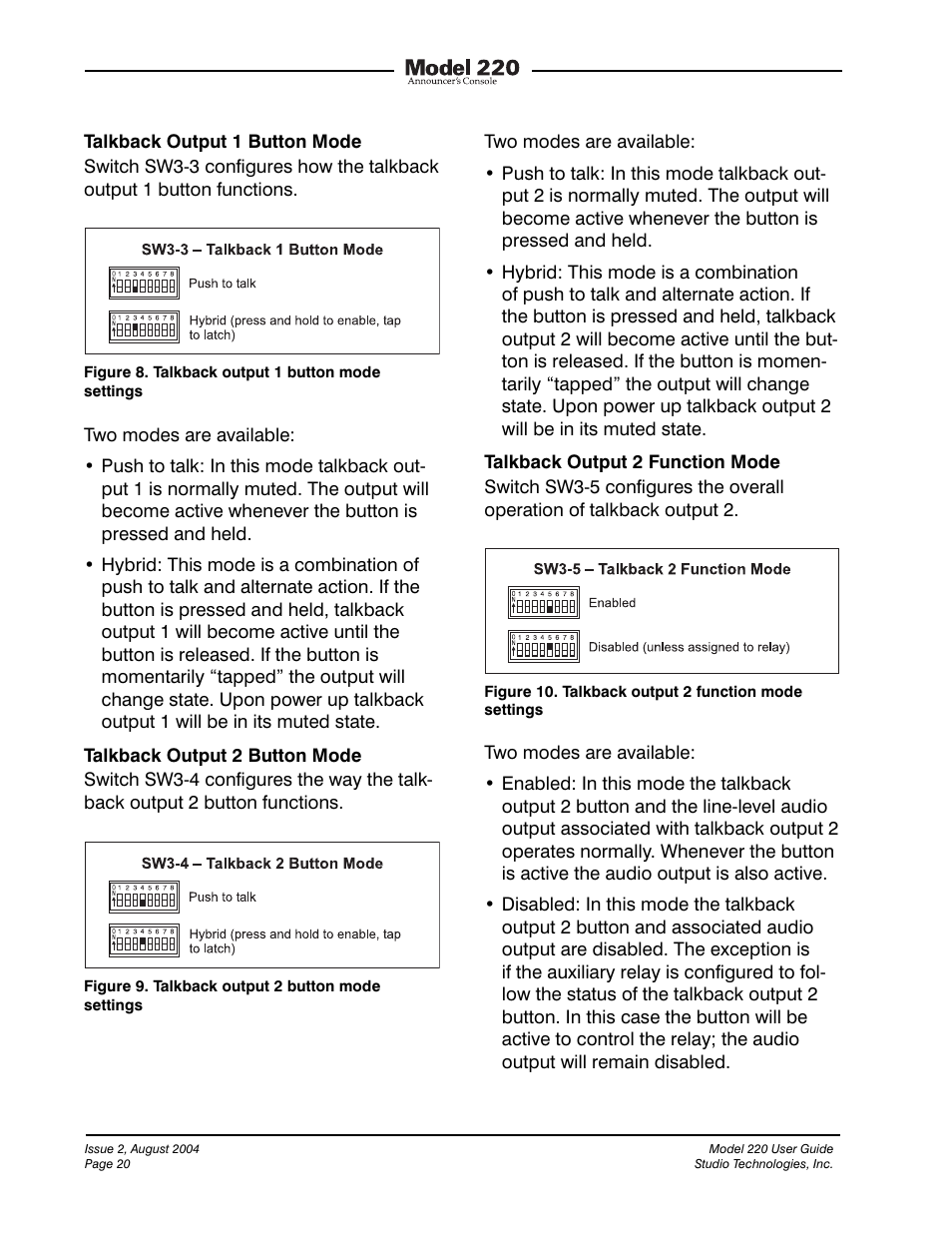 Studio Technologies 220 2004 User Manual | Page 19 / 42