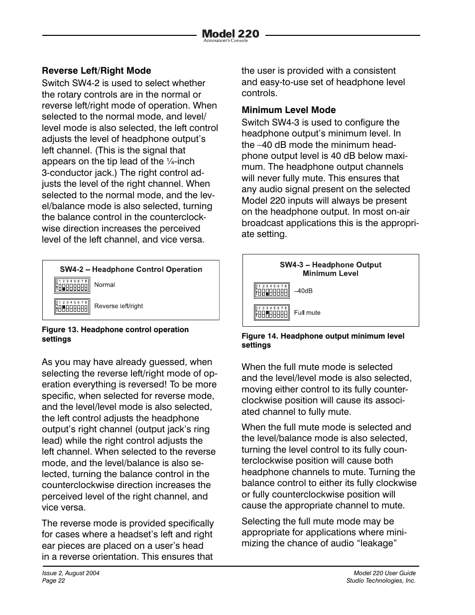 Studio Technologies 220 2004 User Manual | Page 21 / 42