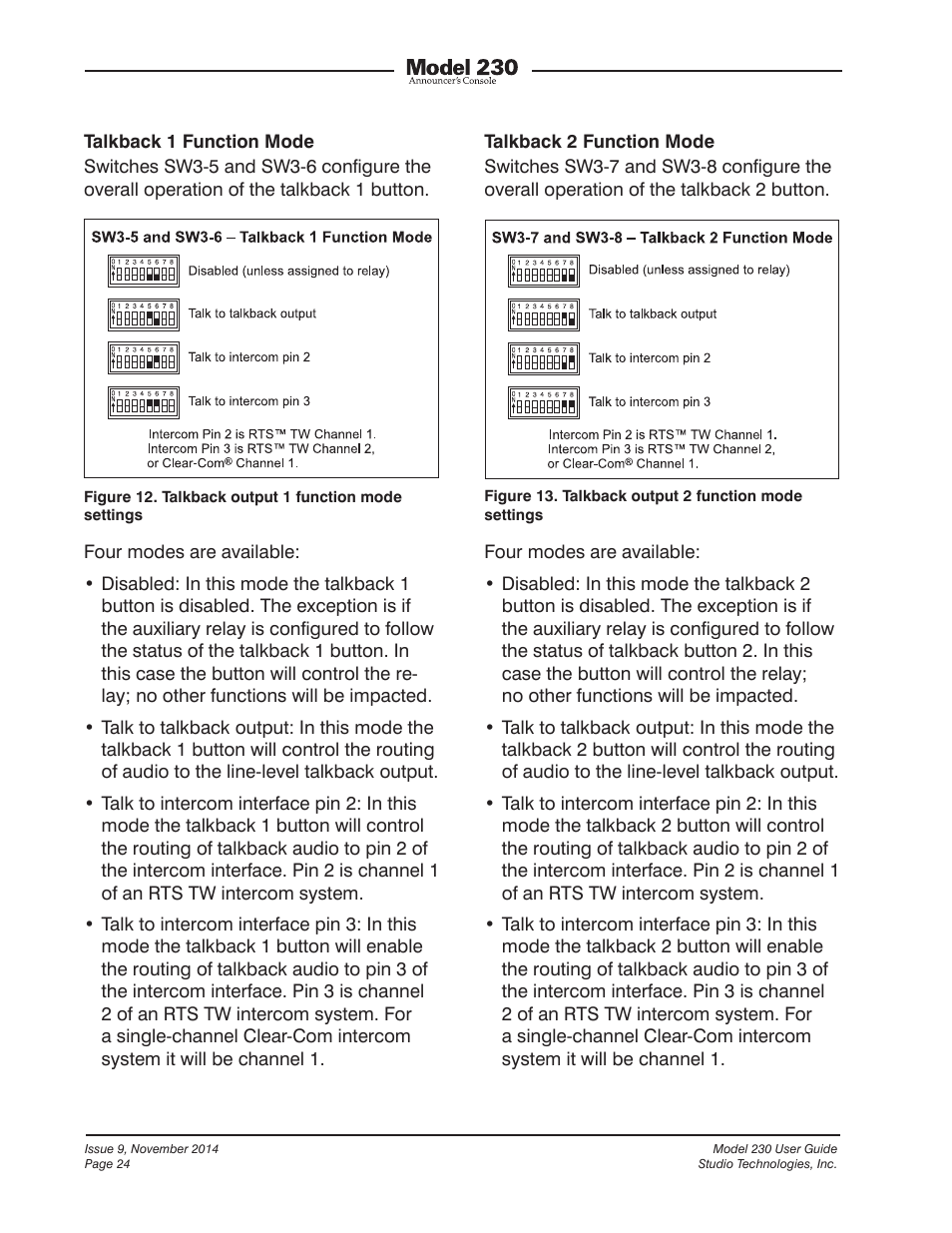 Studio Technologies 230 2014 User Manual | Page 24 / 51