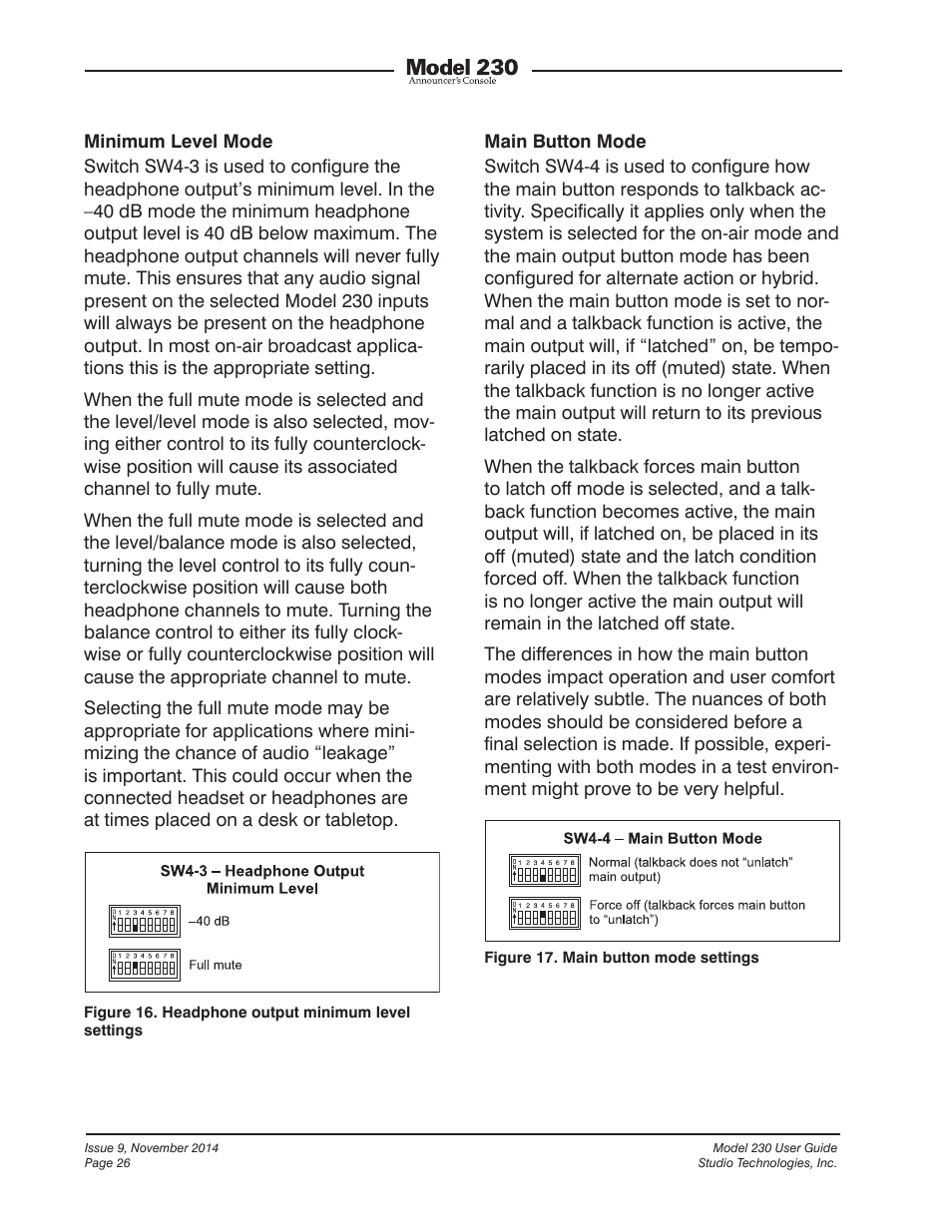 Studio Technologies 230 2014 User Manual | Page 26 / 51