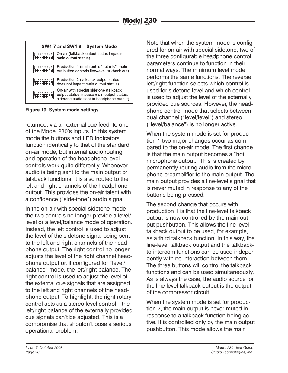 Studio Technologies 230 2008 User Manual | Page 28 / 55