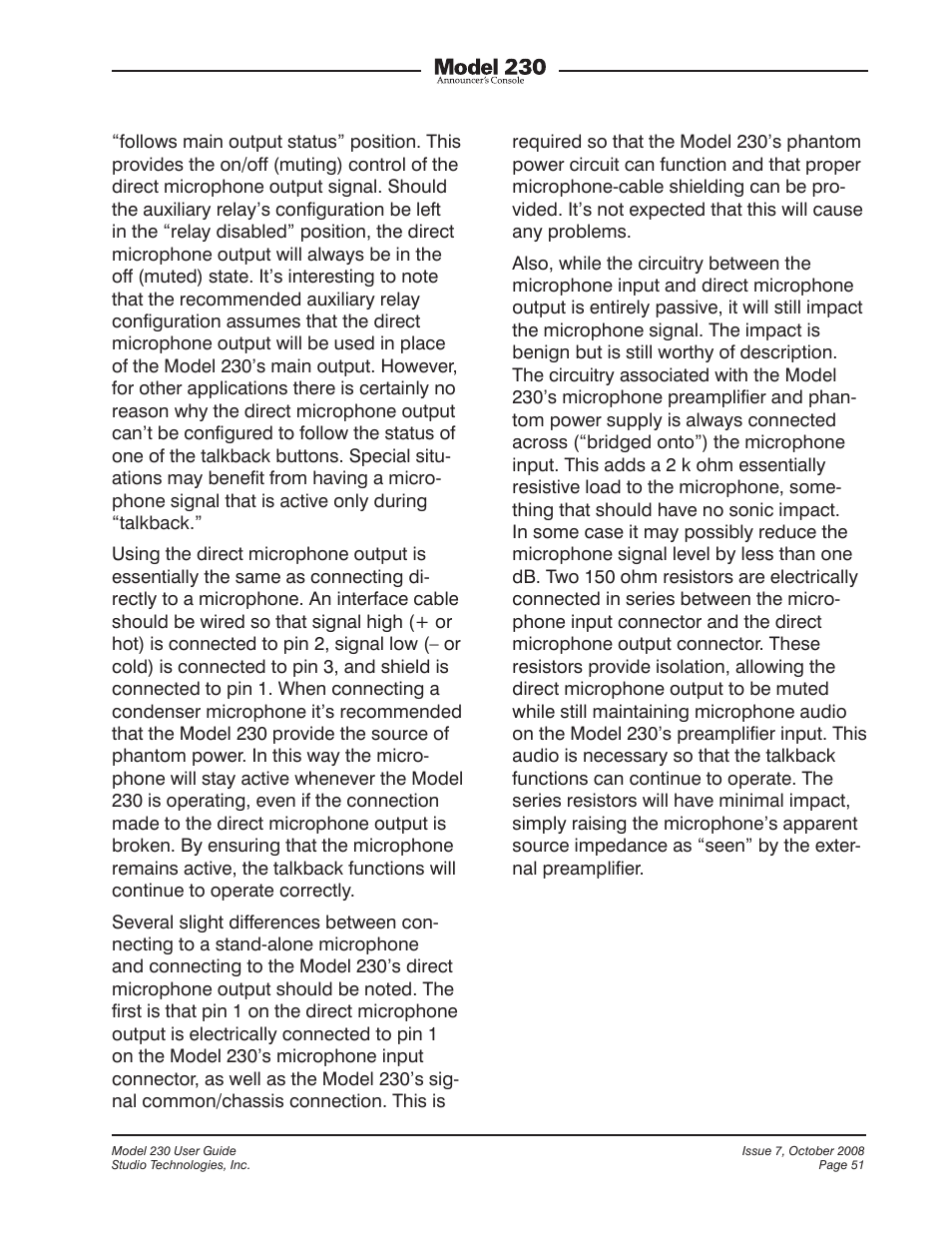 Studio Technologies 230 2008 User Manual | Page 51 / 55