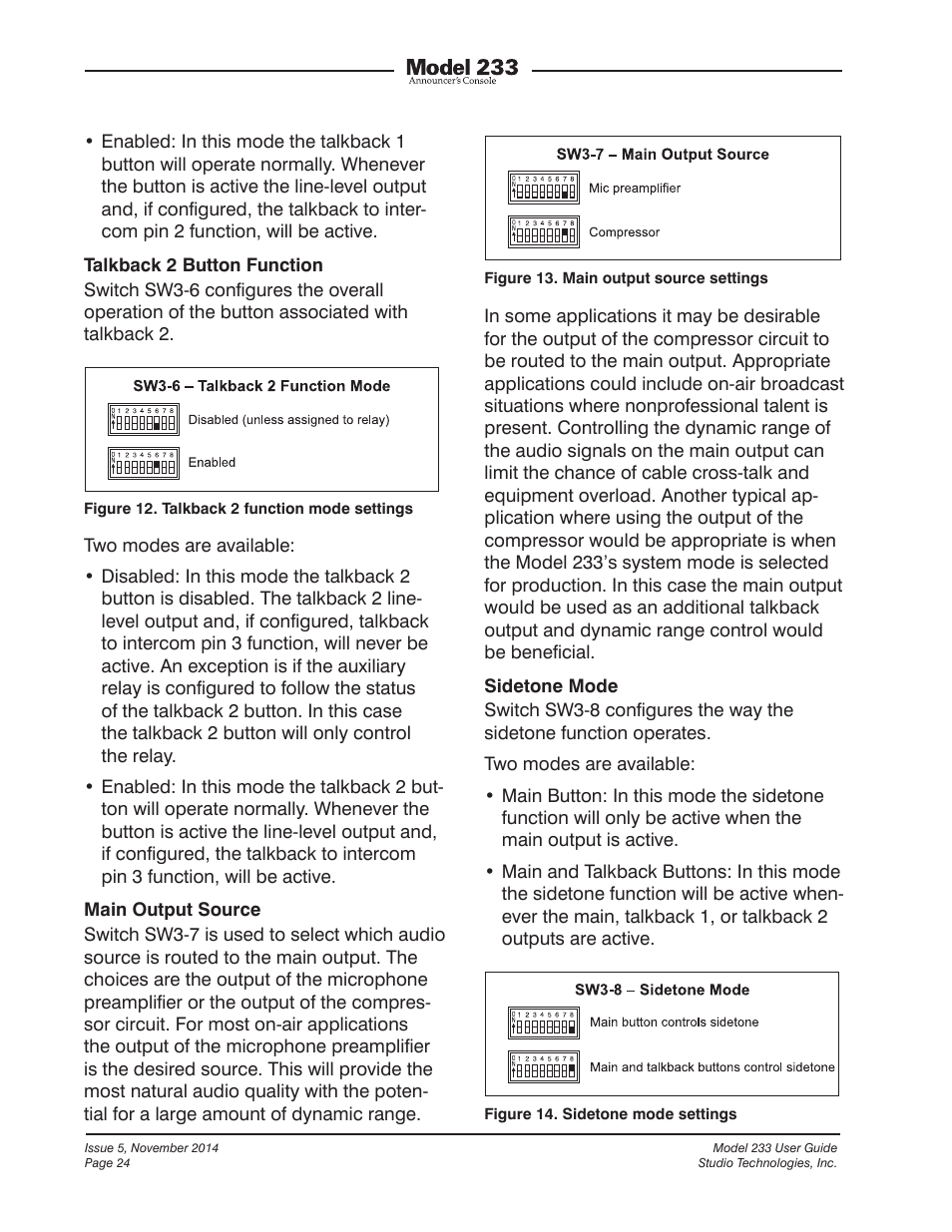 Studio Technologies M233-01151 User Manual | Page 24 / 47