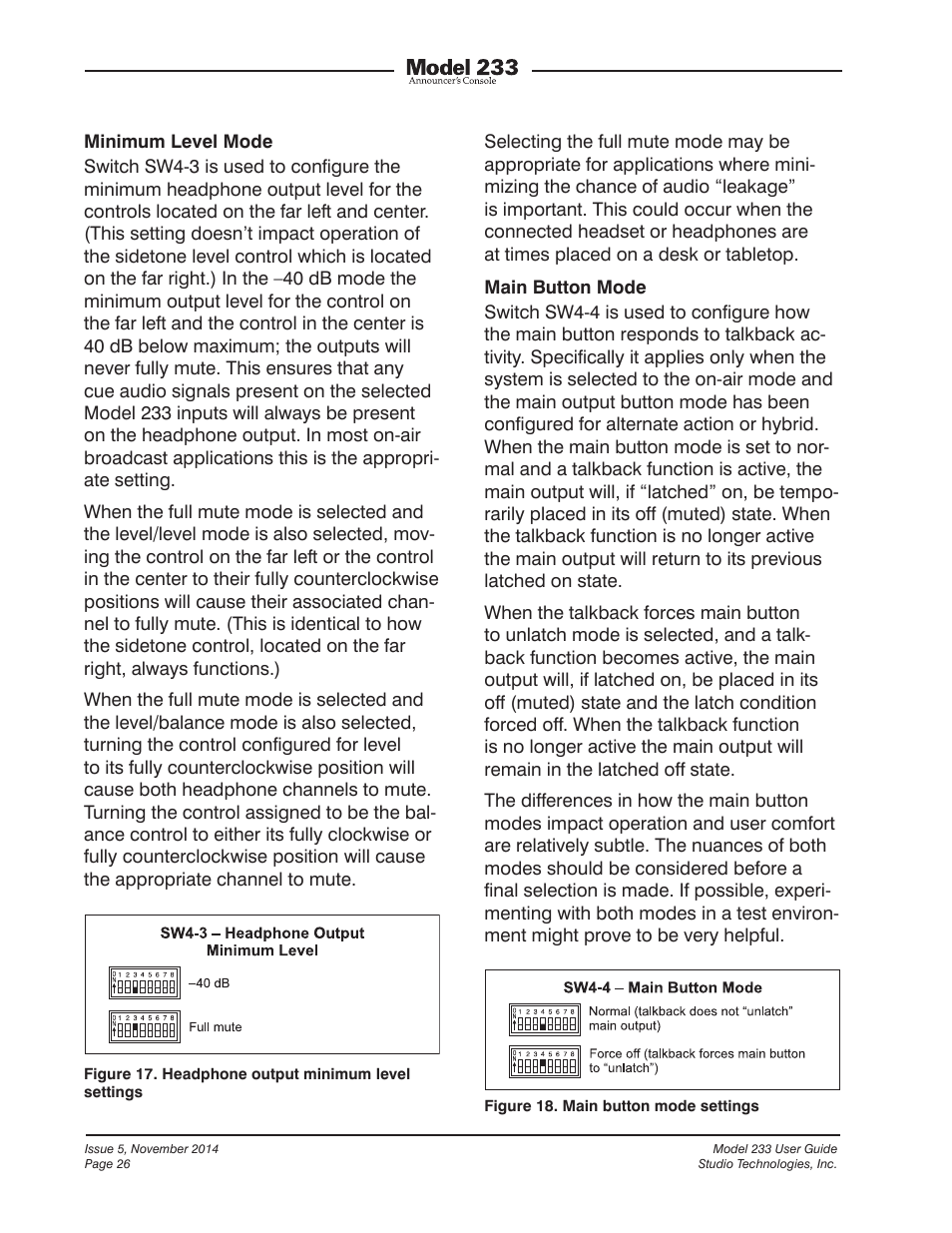 Studio Technologies M233-01151 User Manual | Page 26 / 47