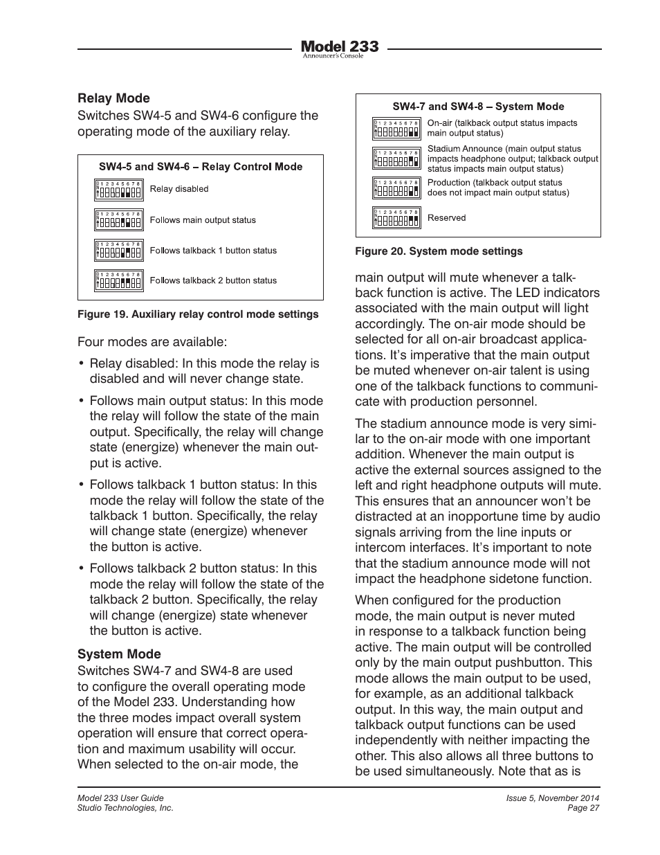 Studio Technologies M233-01151 User Manual | Page 27 / 47