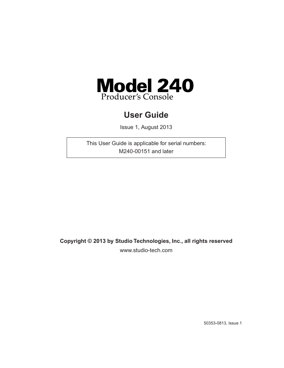 Studio Technologies 240 User Manual | 37 pages