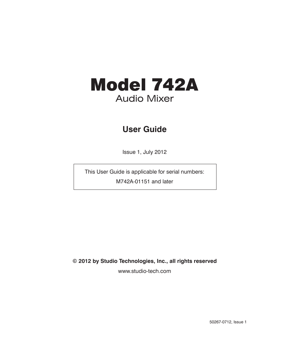 Studio Technologies 742A User Manual | 31 pages