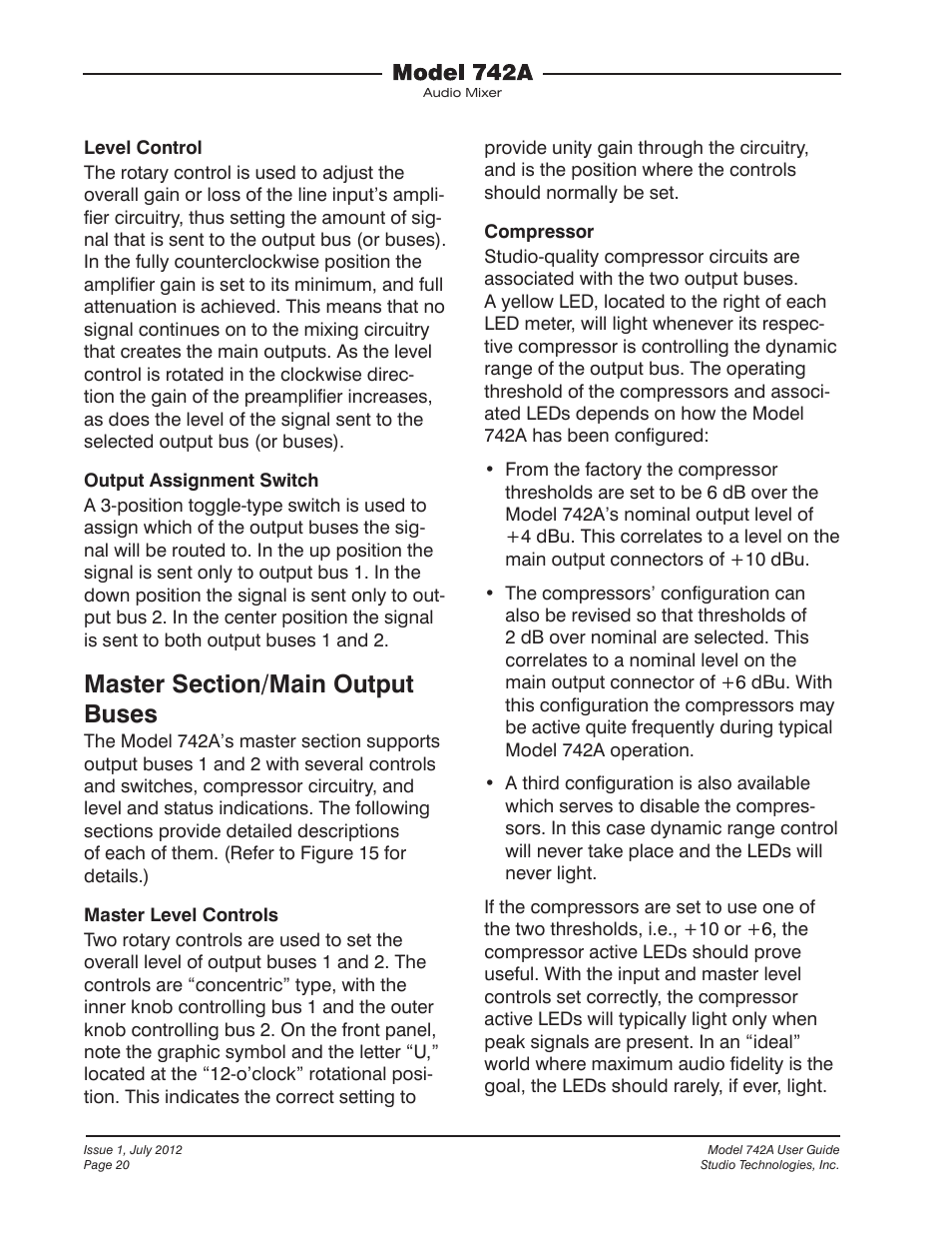 Studio Technologies 742A User Manual | Page 20 / 31